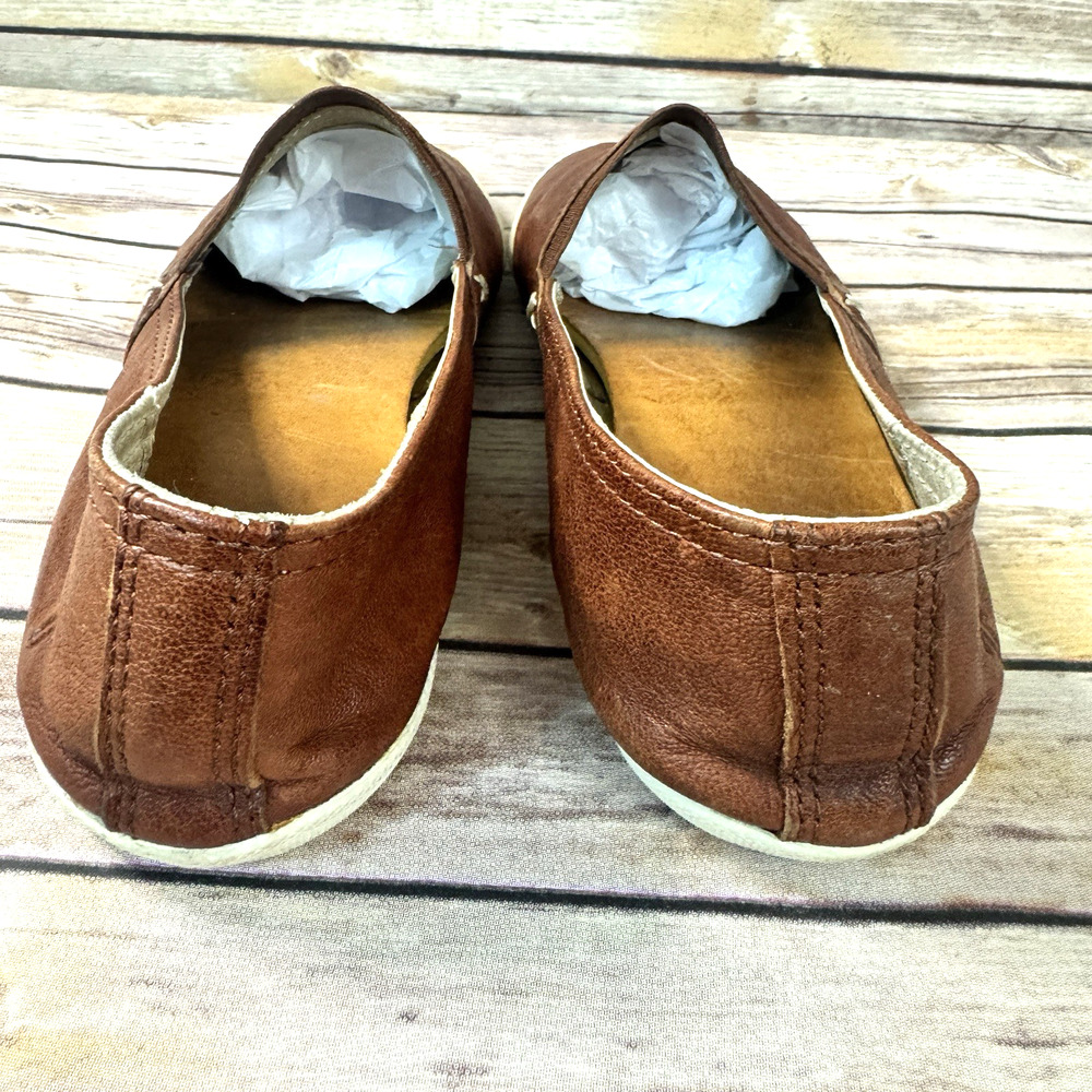 Frye Womens Cognac Brown Leather Melanie Slip On Flat Sneakers 8 M - Picture 6 of 9